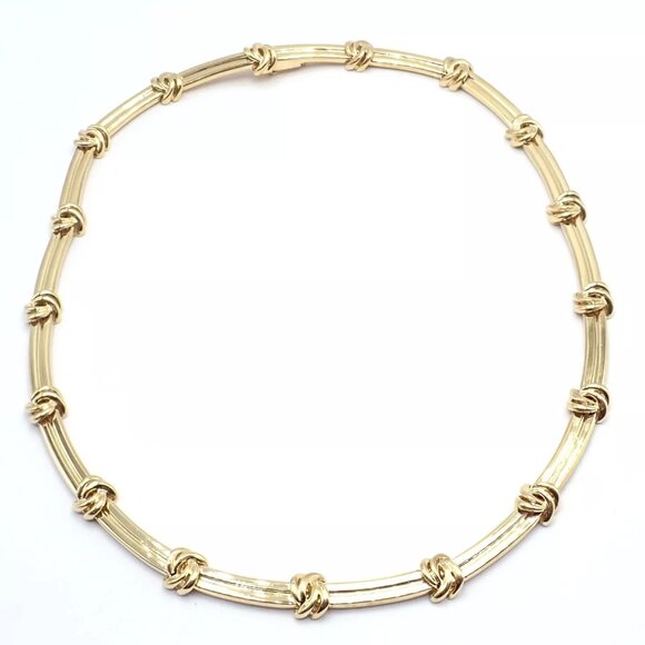 Authentic! Vintage Tiffany & Co 18k Yellow Gold Knot Link Necklace - Picture 10 of 10